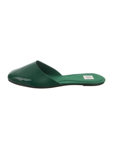 Pre-owned Leset Patent Leather Mules In Green
