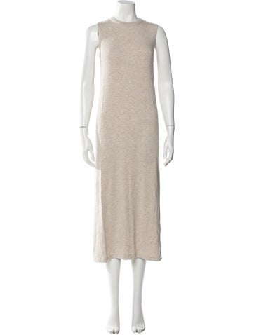 Pre-owned Leset Crew Neck Long Dress In Neutral