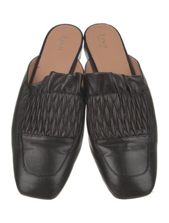 Lewit Leather Ruffle Embellishment Mules