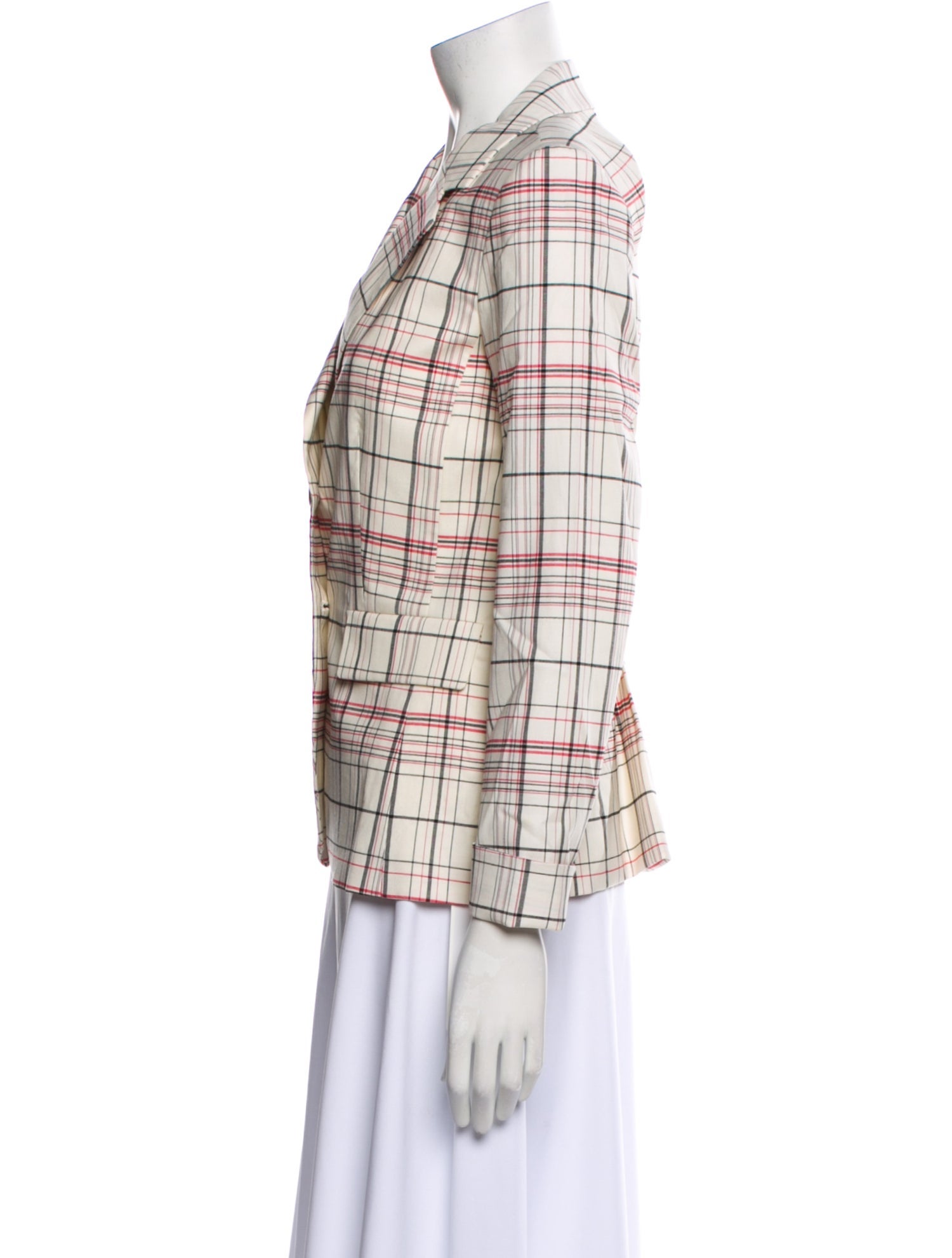 Lewit Wool Plaid Print Blazer