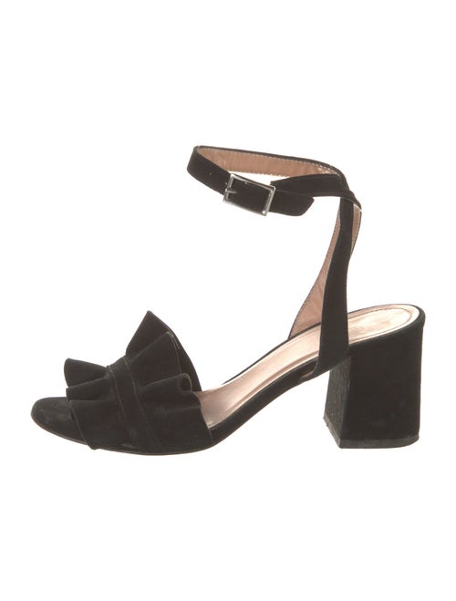 Lewit Suede Ruffle Embellishment Sandals