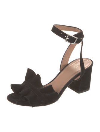 Lewit Suede Ruffle Embellishment Sandals