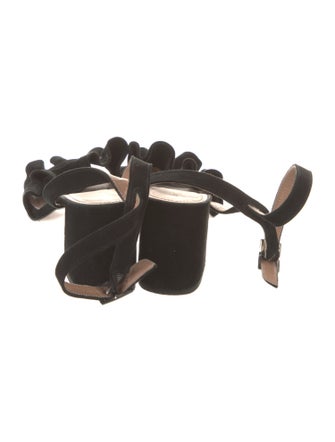 Lewit Suede Ruffle Embellishment Sandals