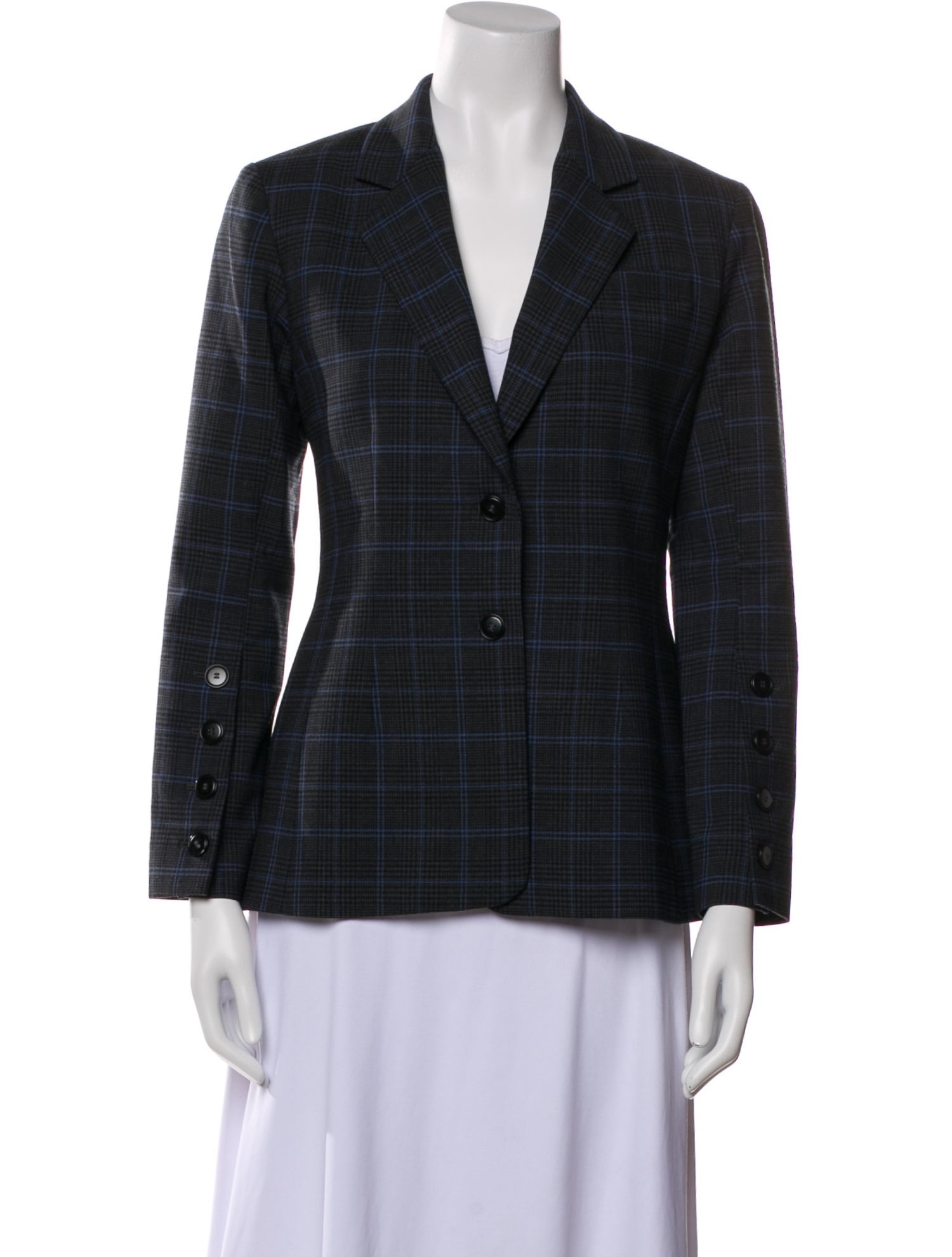 Lewit Virgin Wool Plaid Print Blazer