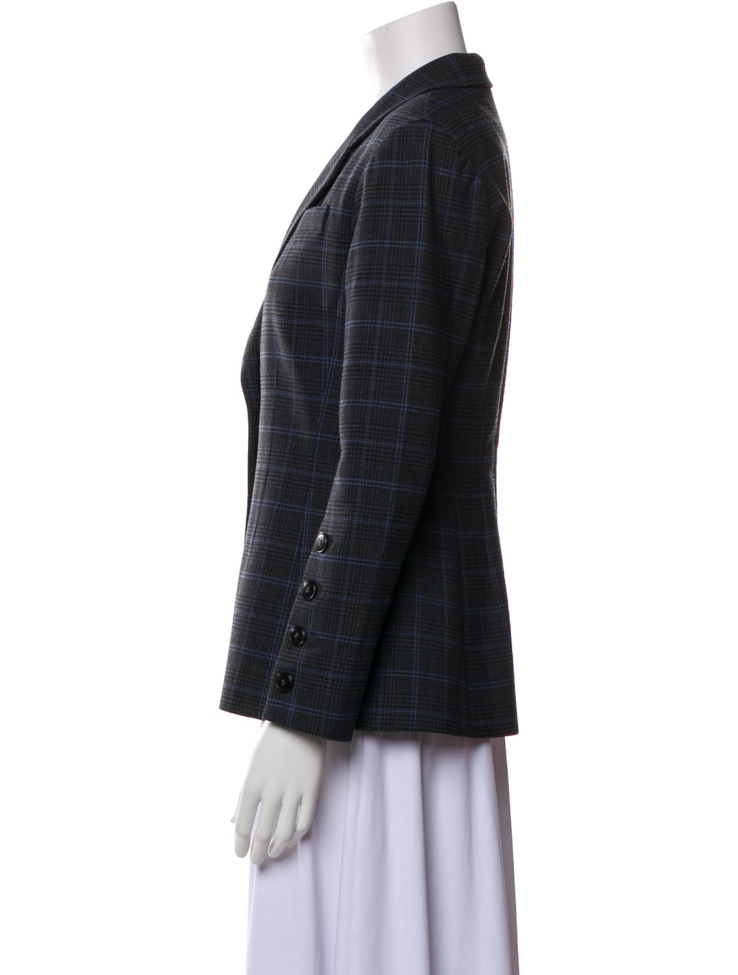 Lewit Virgin Wool Plaid Print Blazer