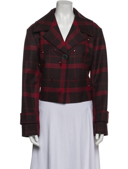 Lewit Wool Plaid Print Biker Jacket
