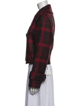 Lewit Wool Plaid Print Biker Jacket