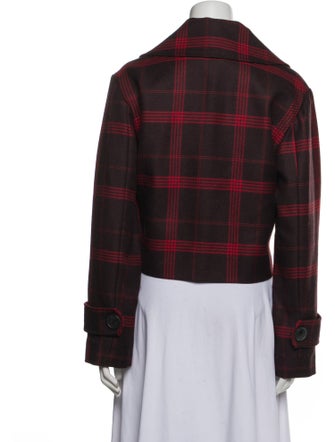 Lewit Wool Plaid Print Biker Jacket