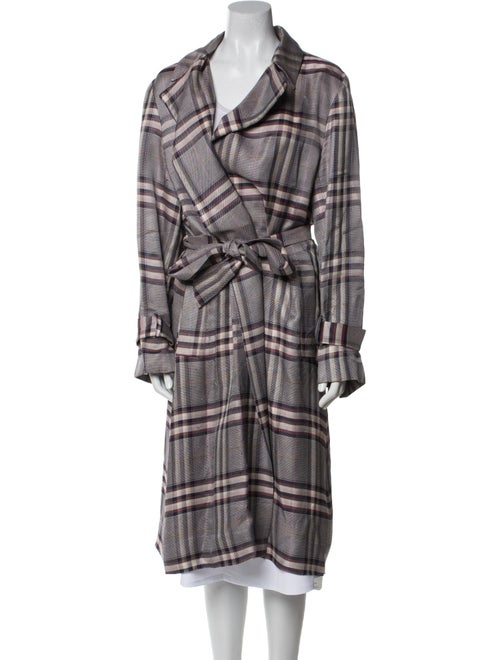 Lewit Plaid Print Trench Coat