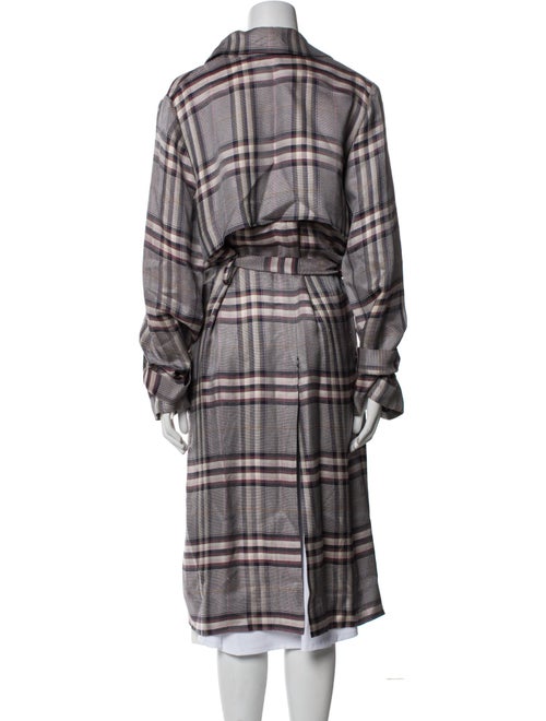 Lewit Plaid Print Trench Coat