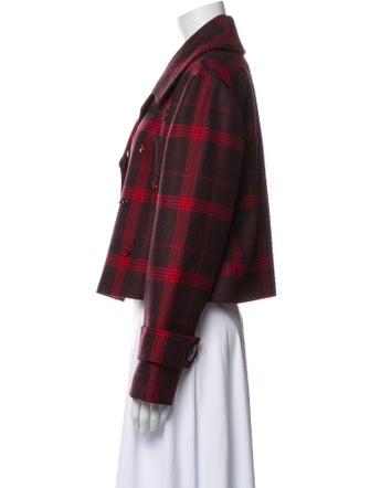 Lewit Wool Plaid Print Blazer