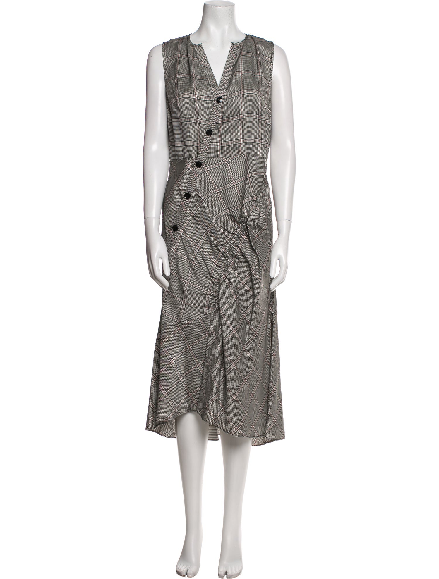 Lewit Plaid Print Midi Length Dress