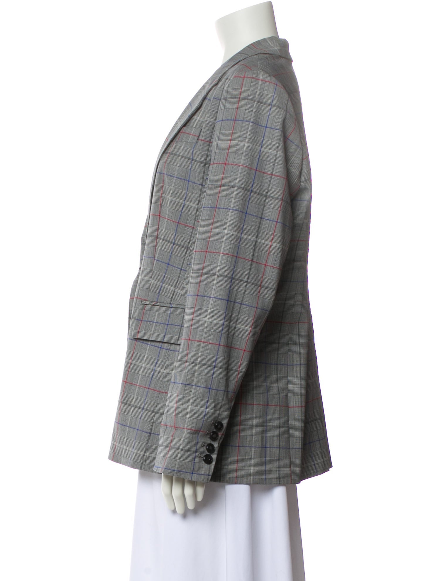 Lewit Wool Plaid Print Blazer