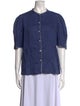 Lanthropy Linen Crew Neck Button-Up Top