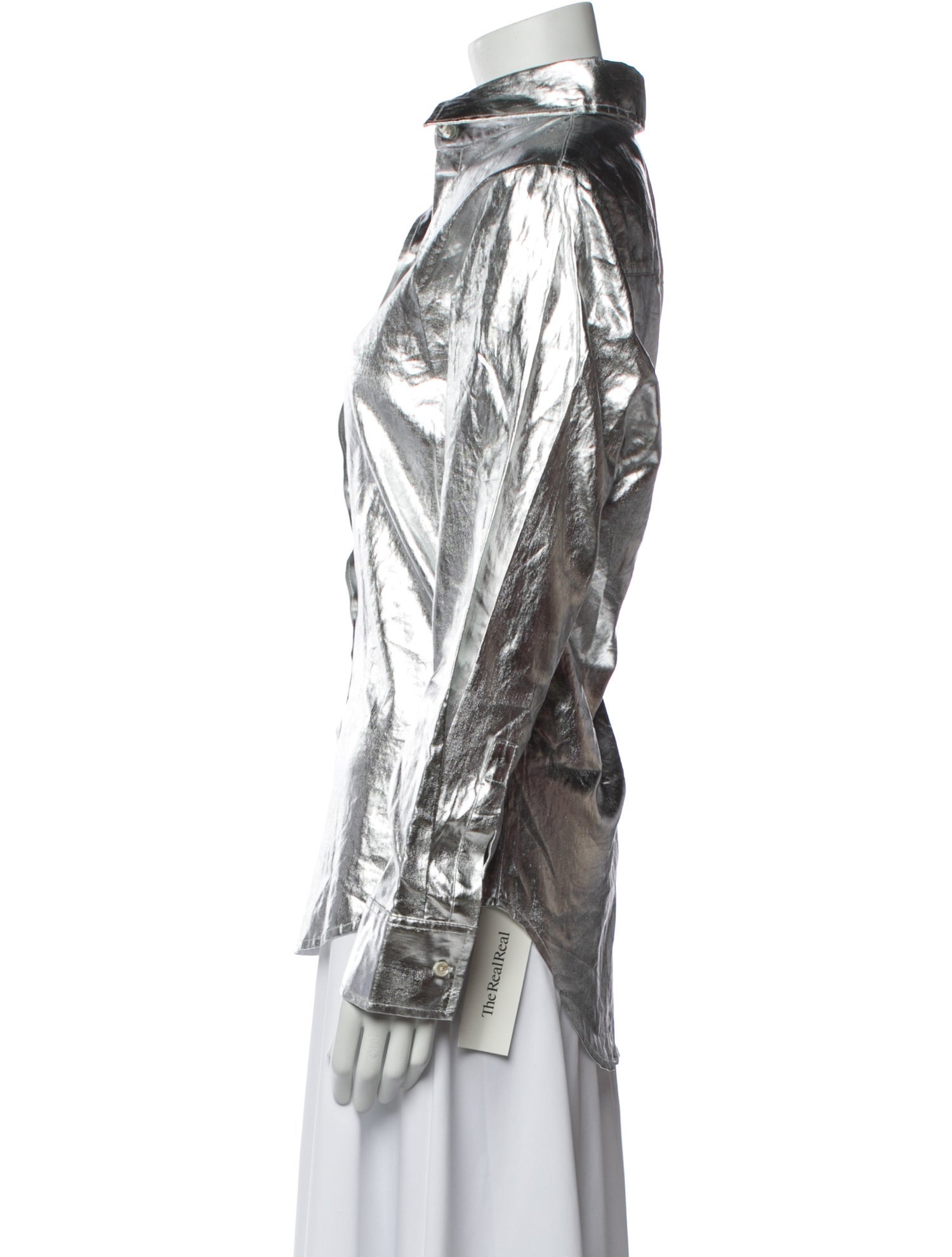 Lanthropy Linen Printed Button-Up Top w/ Tags