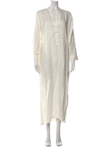 Pre-owned Lanthropy Linen Long Dress In Neutral