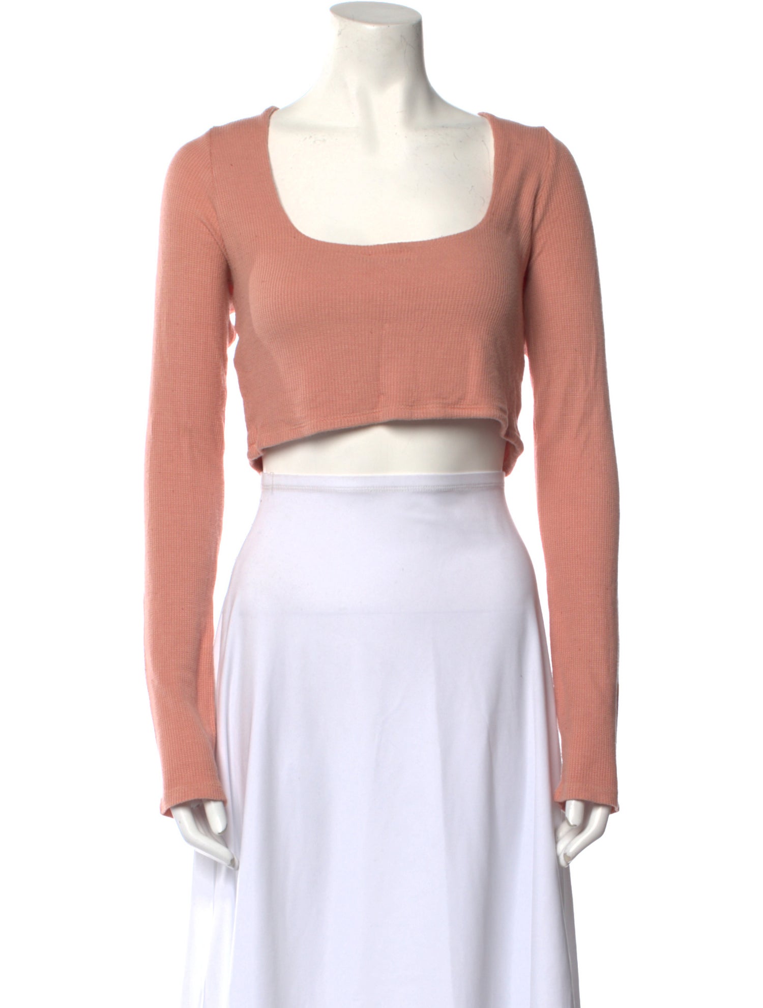 Les Tien Square Neckline Long Sleeve Crop Top