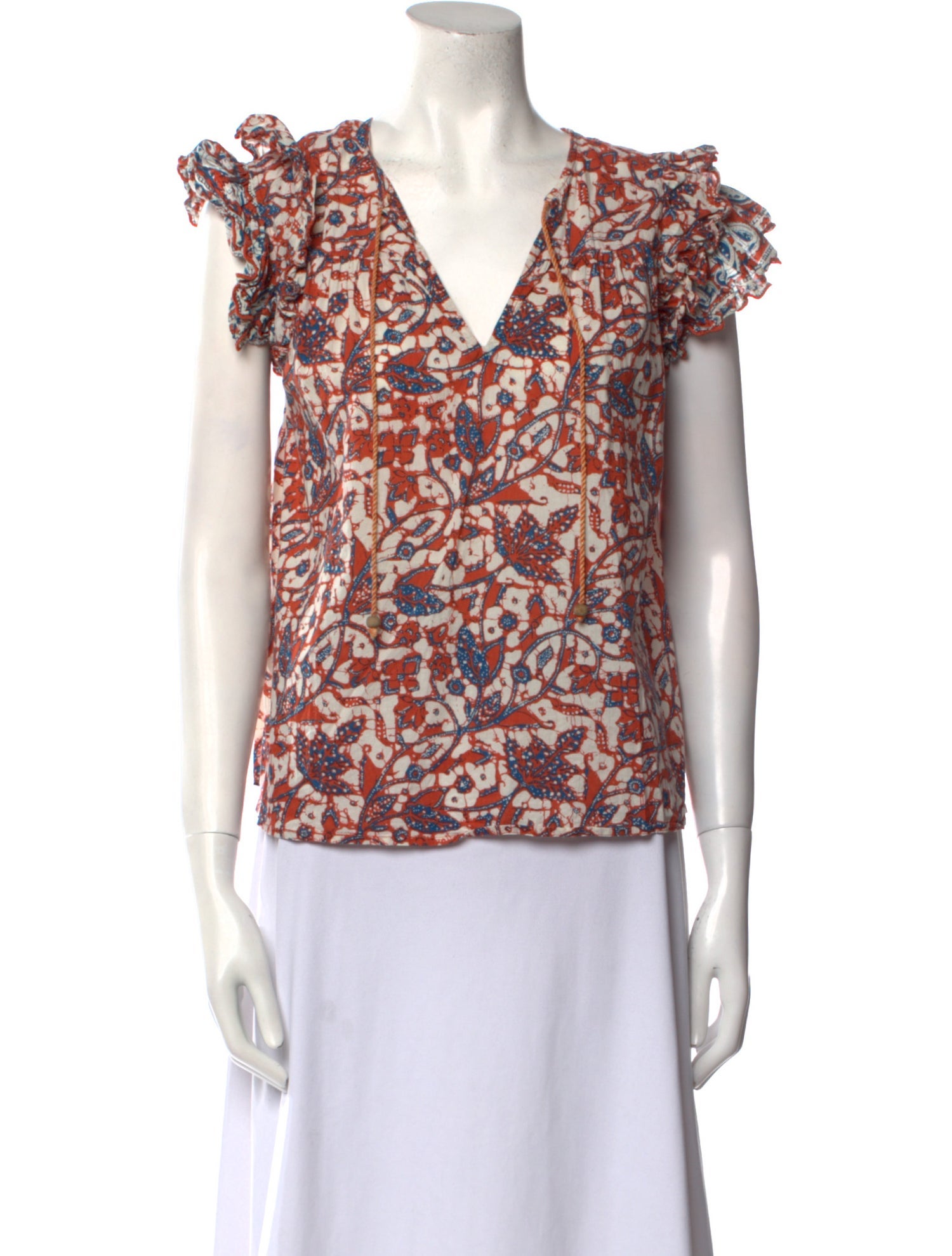 Love the Label Floral Print Plunge Neckline Blouse