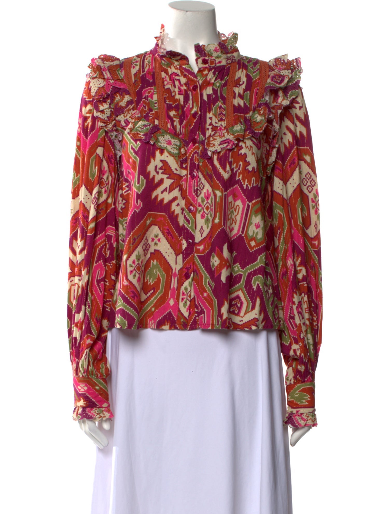 Love the Label Printed Cowl Neck Blouse