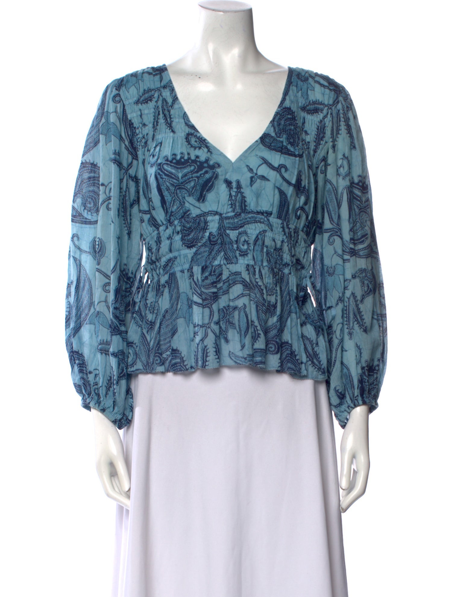 Love the Label Printed Plunge Neckline Blouse