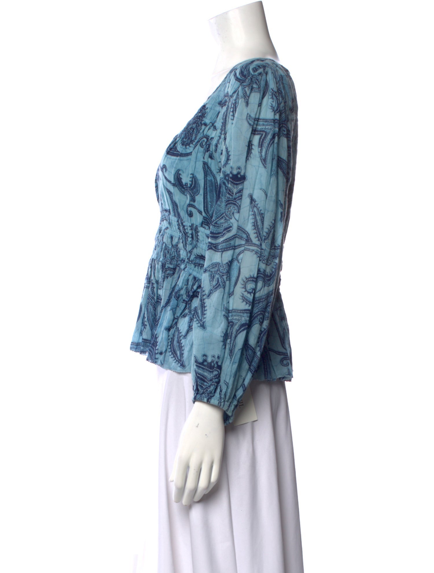 Love the Label Printed Plunge Neckline Blouse