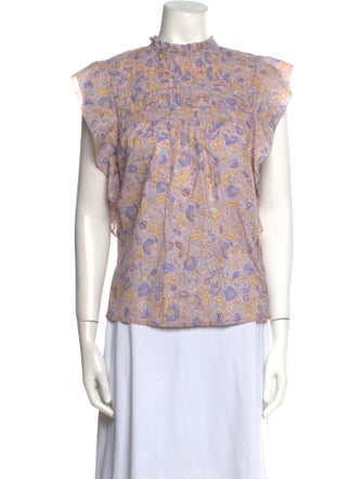 Love the Label Floral Print Mock Neck Blouse