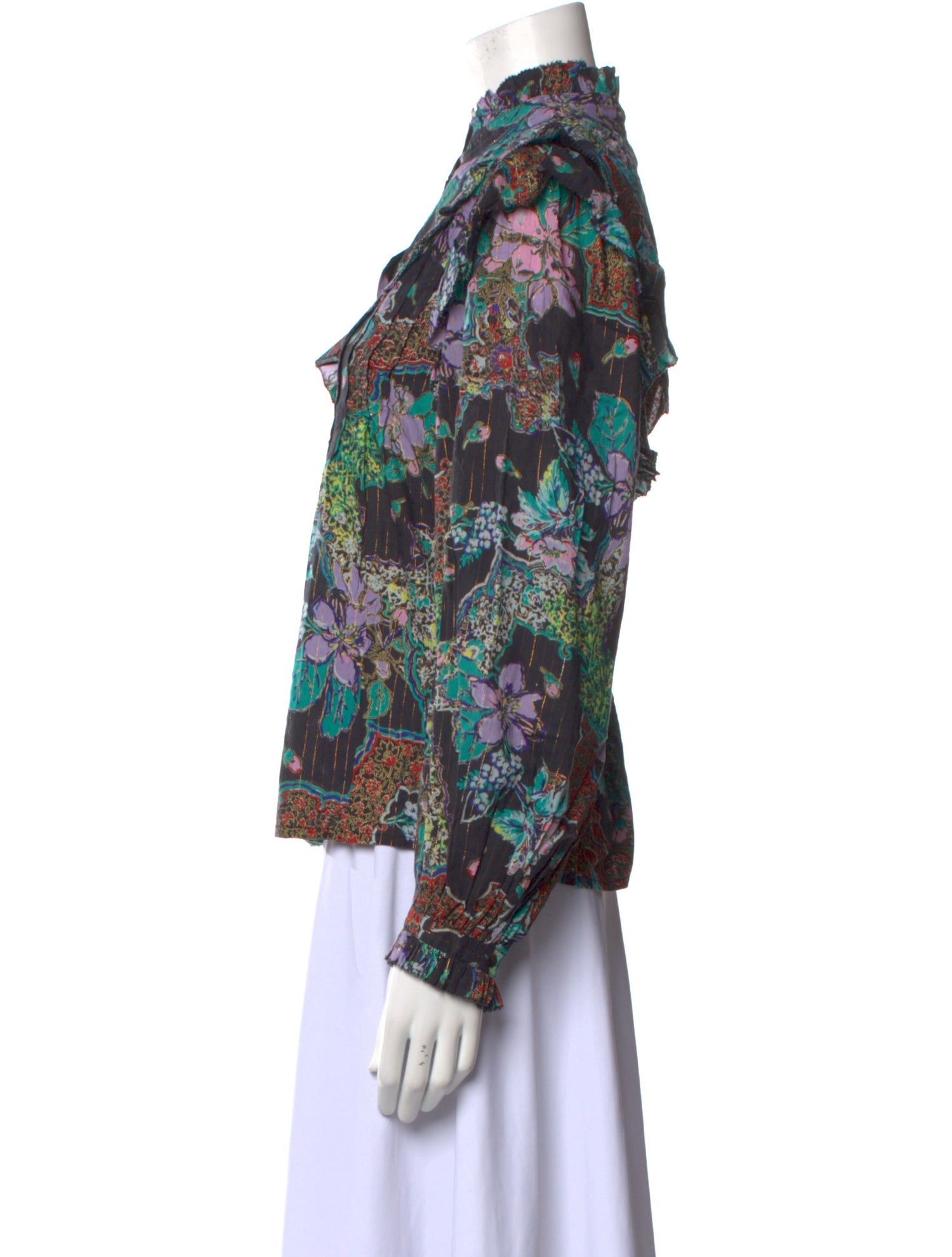 Love the Label Floral Print Mock Neck Blouse