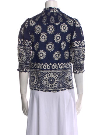 Love the Label Printed Mock Neck Button-Up Top