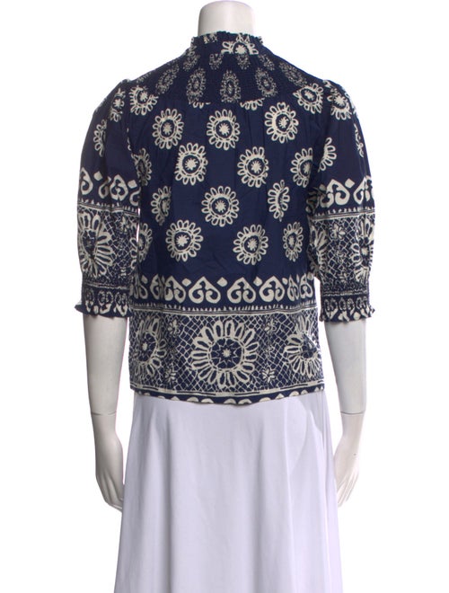 Love the Label Printed Mock Neck Button-Up Top