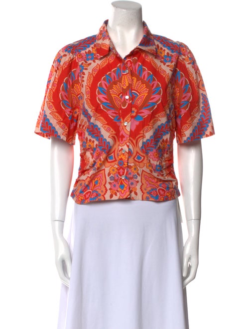 Love the Label Printed Short Sleeve Button-Up Top