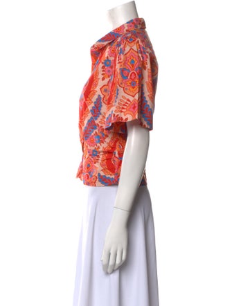 Love the Label Printed Short Sleeve Button-Up Top