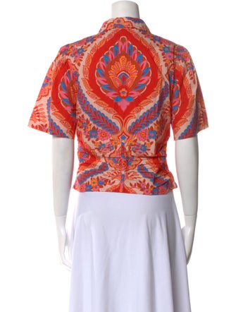 Love the Label Printed Short Sleeve Button-Up Top