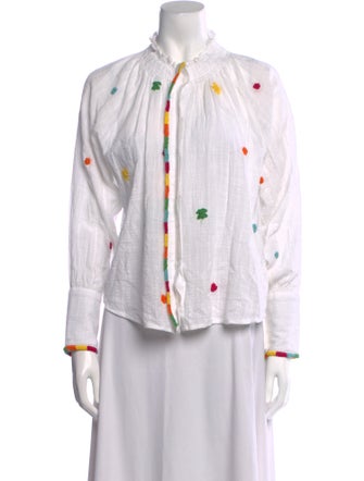 Love the Label Printed Long Sleeve Button-Up Top