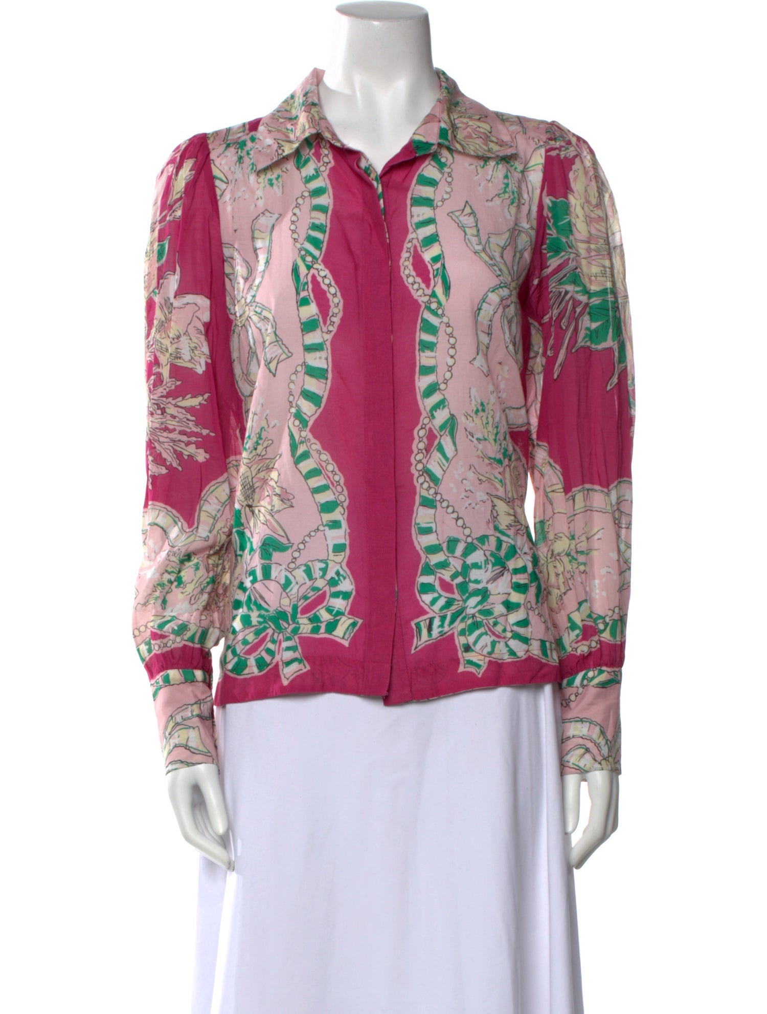 Love the Label Printed Long Sleeve Button-Up Top