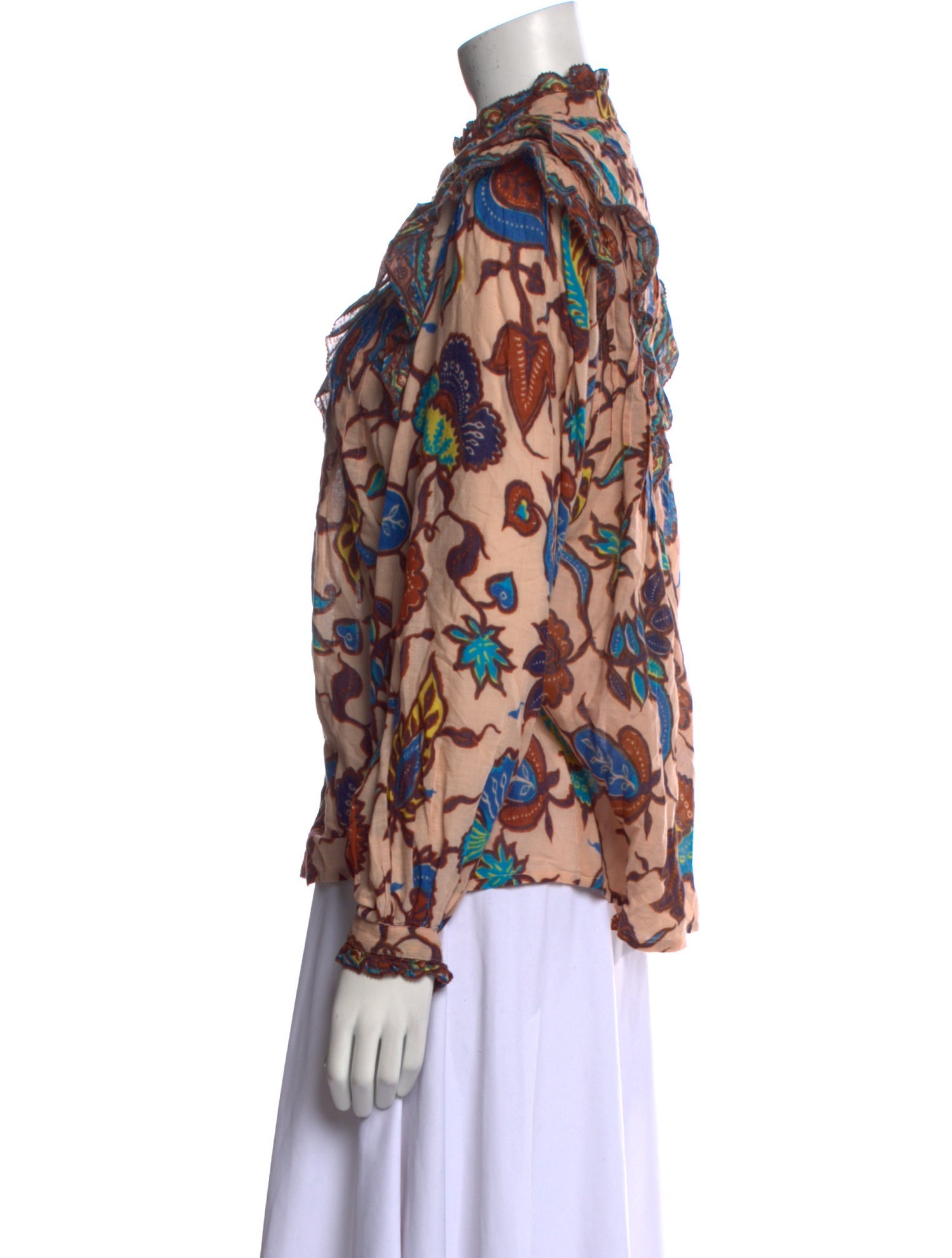 Love the Label Floral Print Mock Neck Blouse