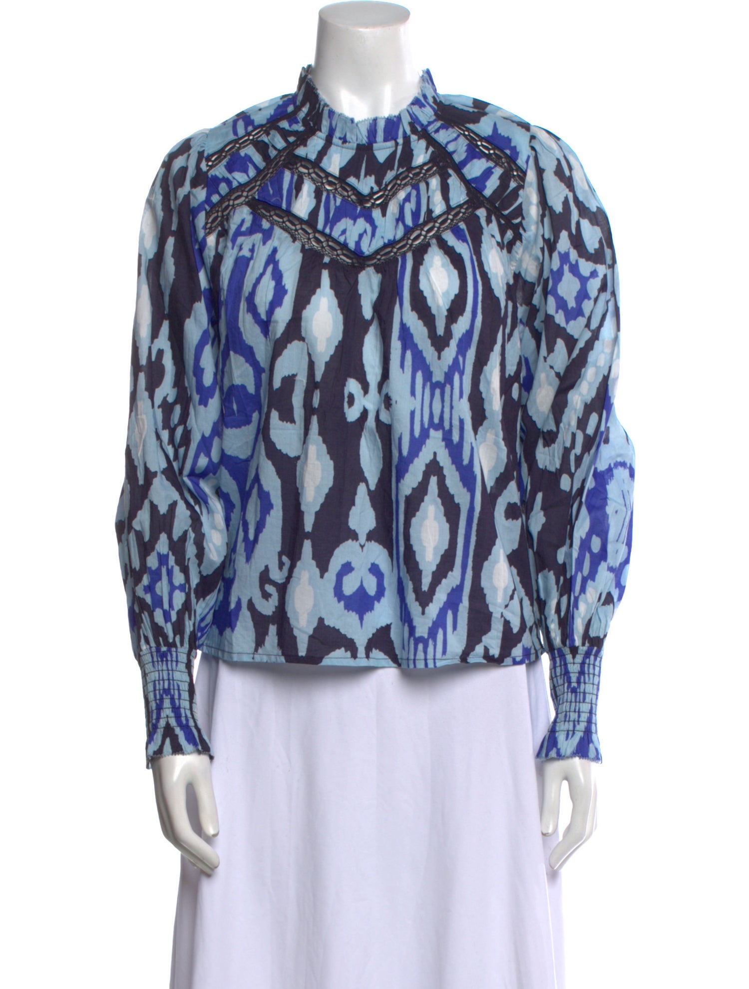 Love the Label Printed Mock Neck Blouse