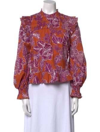 Love the Label Floral Print Mock Neck Blouse