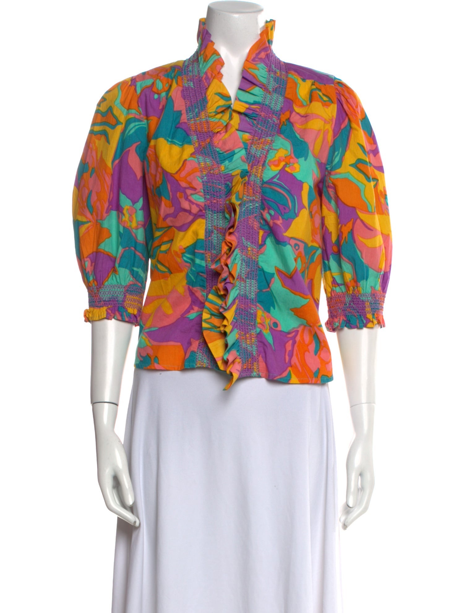 Love the Label Floral Print Mock Neck Crop Top