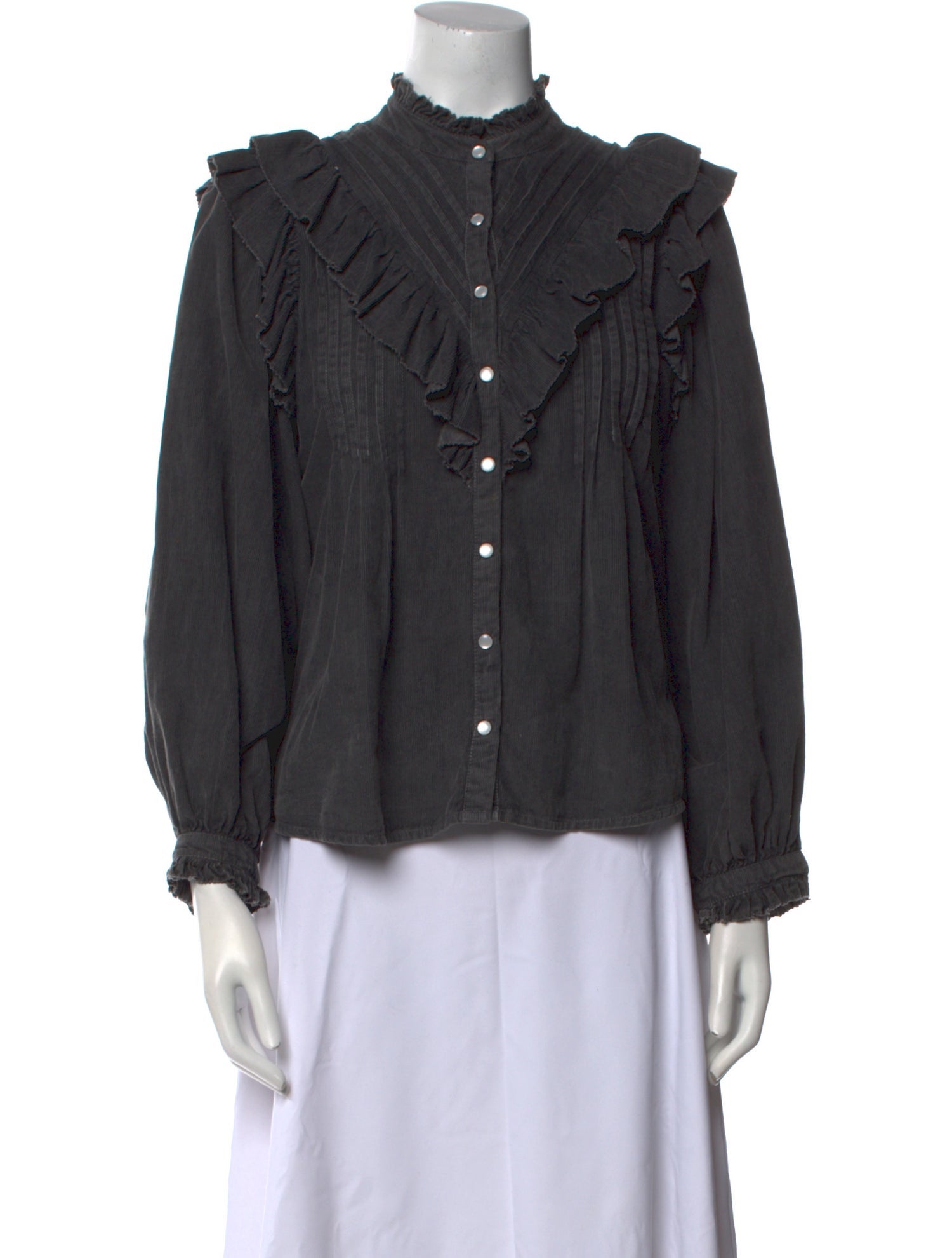 Love the Label Mock Neck Long Sleeve Button-Up Top