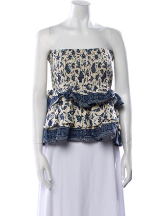 Love the Label Printed Strapless Crop Top