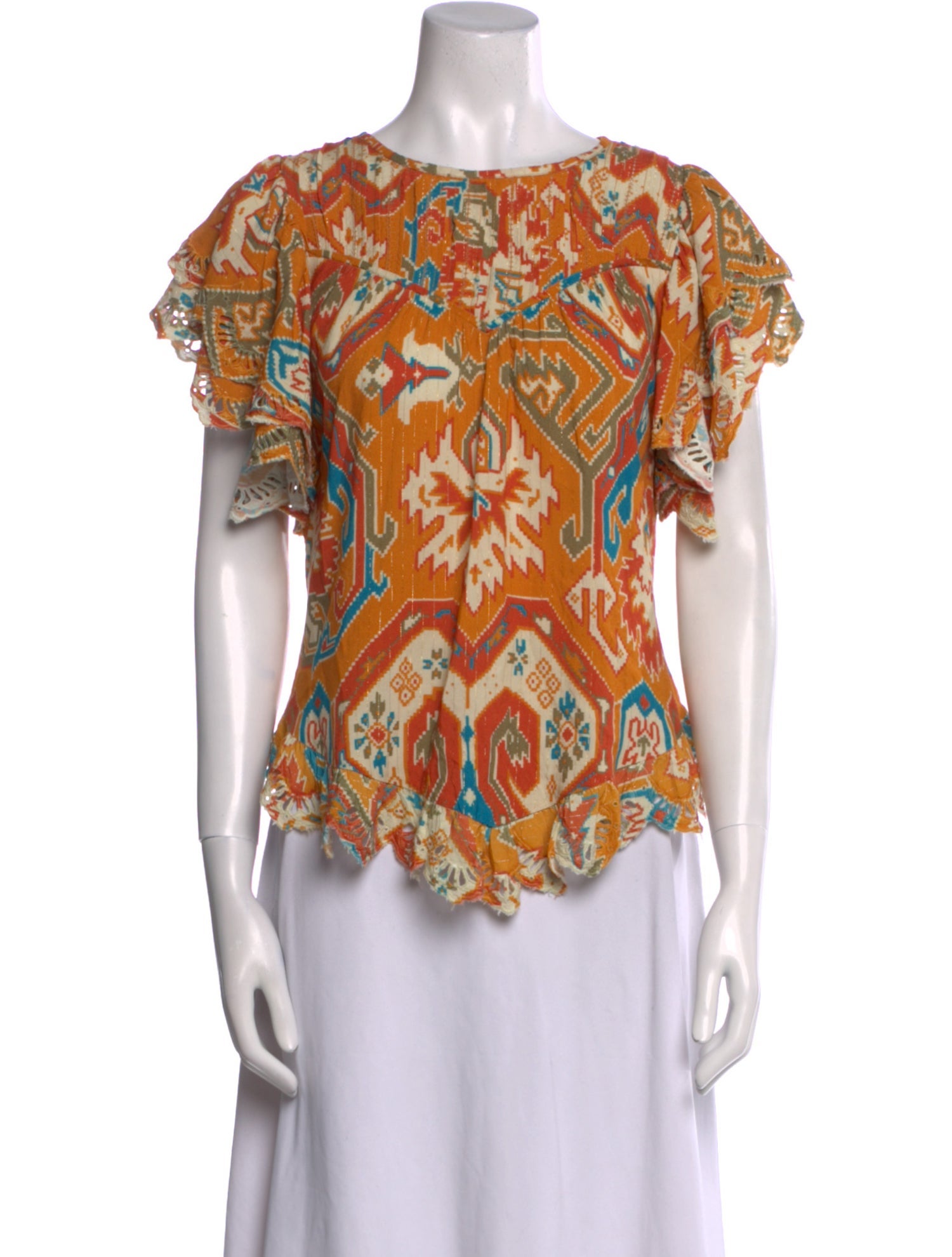 Love the Label Printed Bateau Neckline Blouse