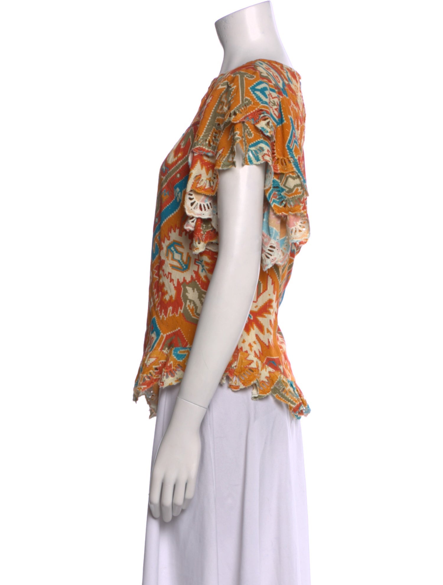 Love the Label Printed Bateau Neckline Blouse