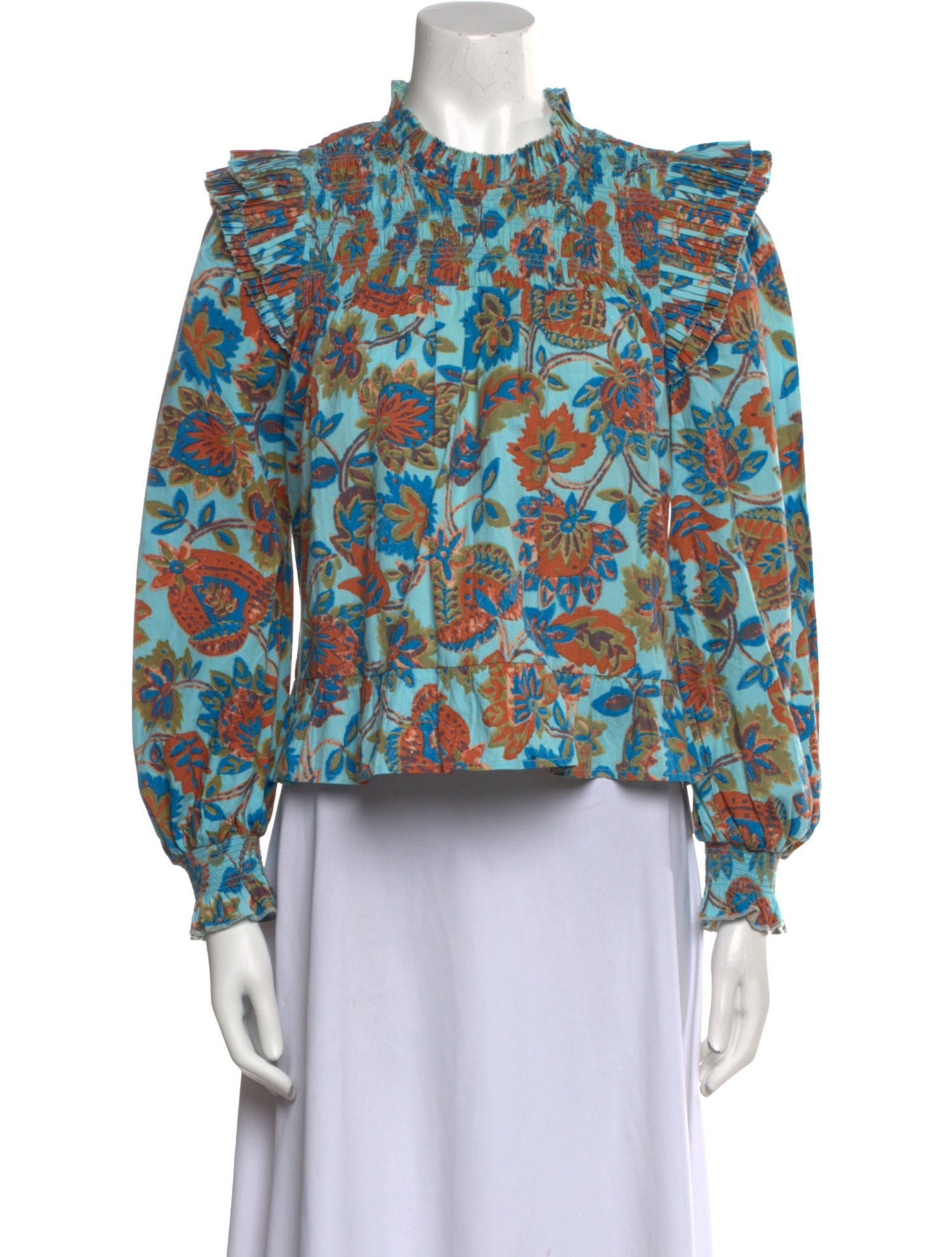 Love the Label Floral Print Mock Neck Blouse