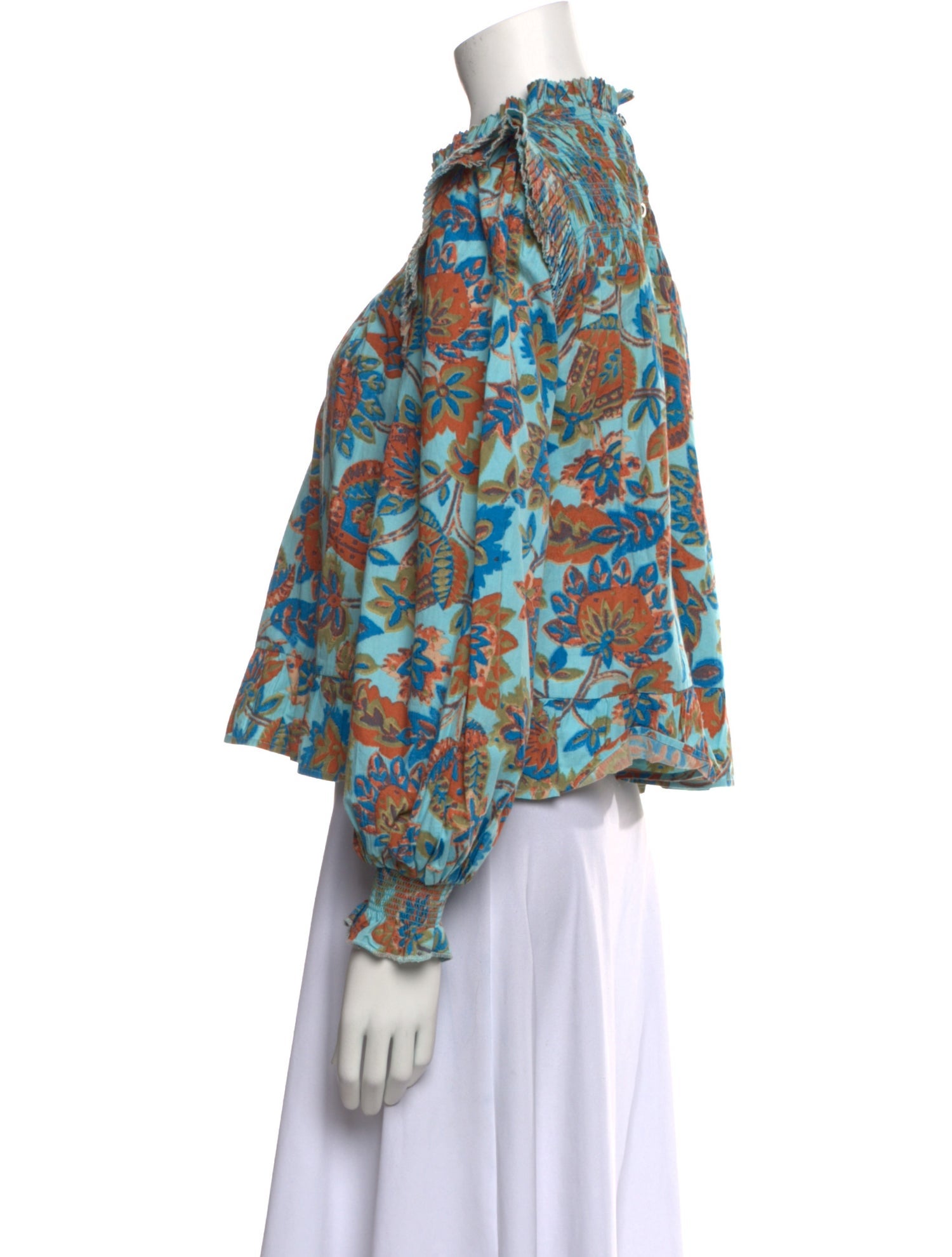 Love the Label Floral Print Mock Neck Blouse