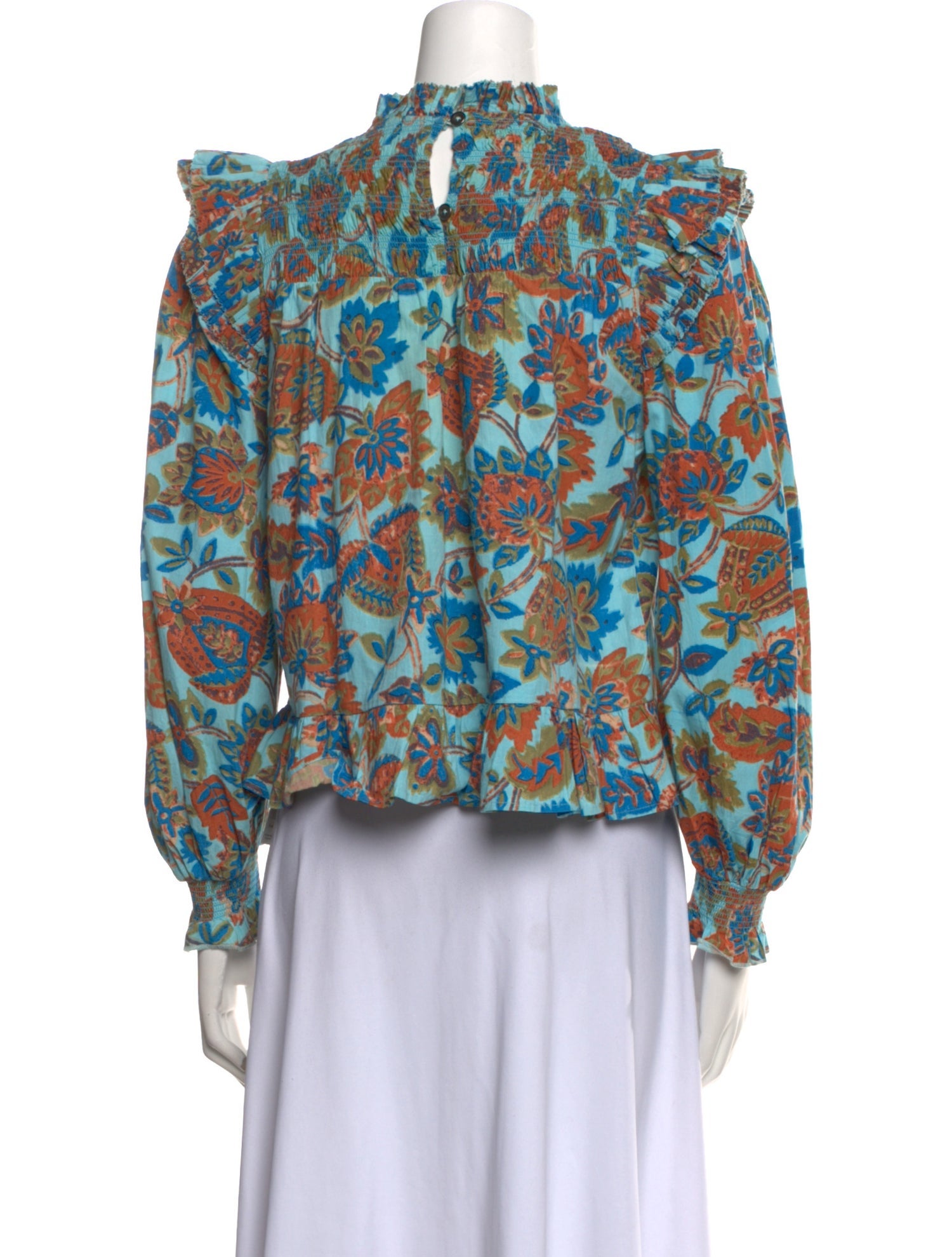 Love the Label Floral Print Mock Neck Blouse
