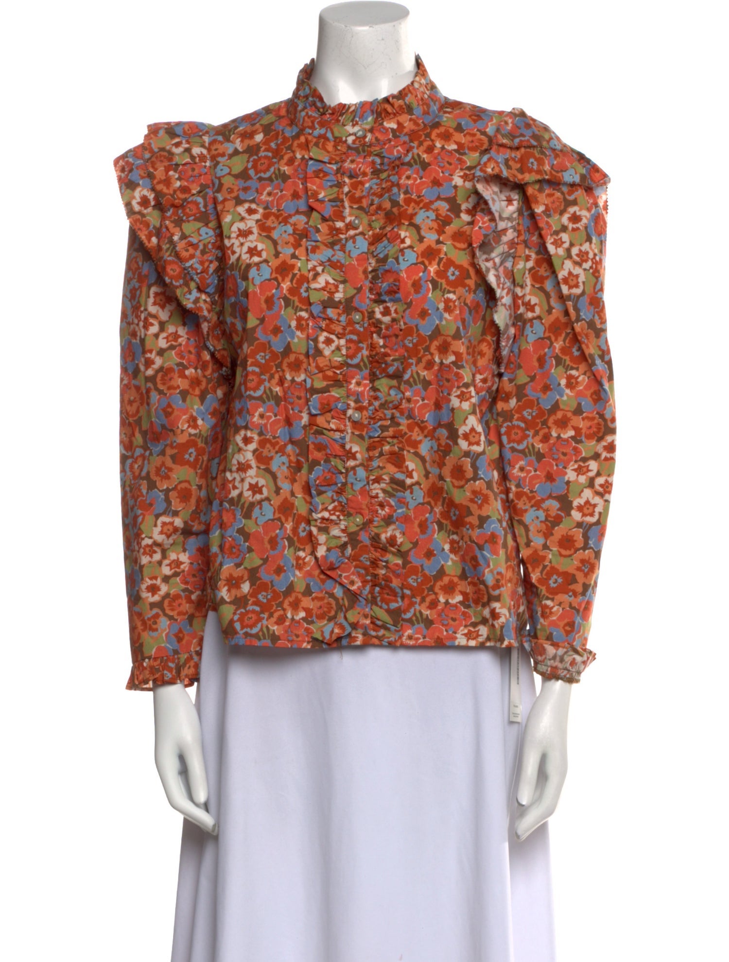 Love the Label Floral Print Mock Neck Blouse