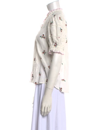 Love the Label Floral Print Mock Neck Button-Up Top