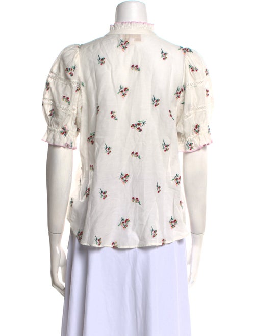Love the Label Floral Print Mock Neck Button-Up Top