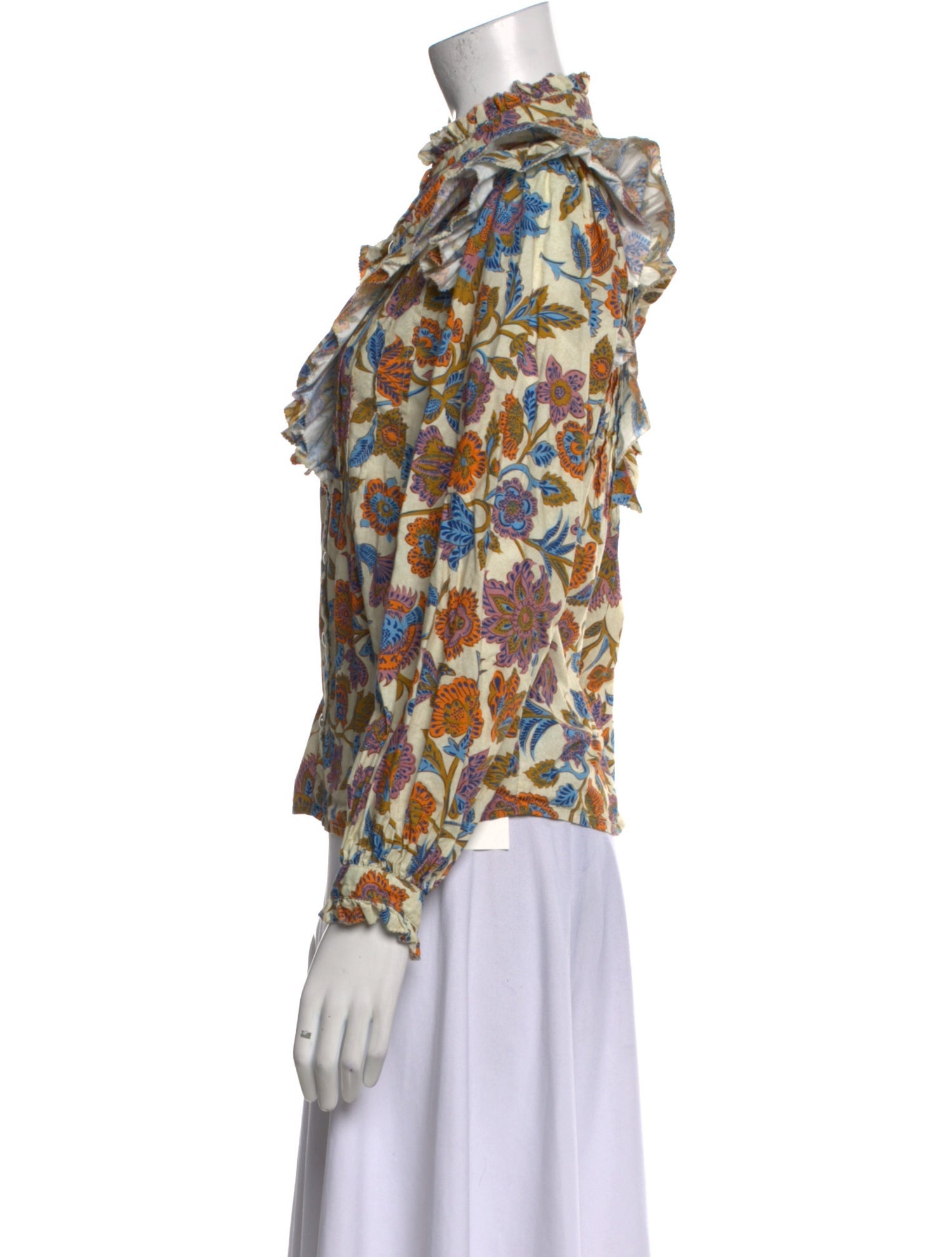 Love the Label Printed Mock Neck Blouse