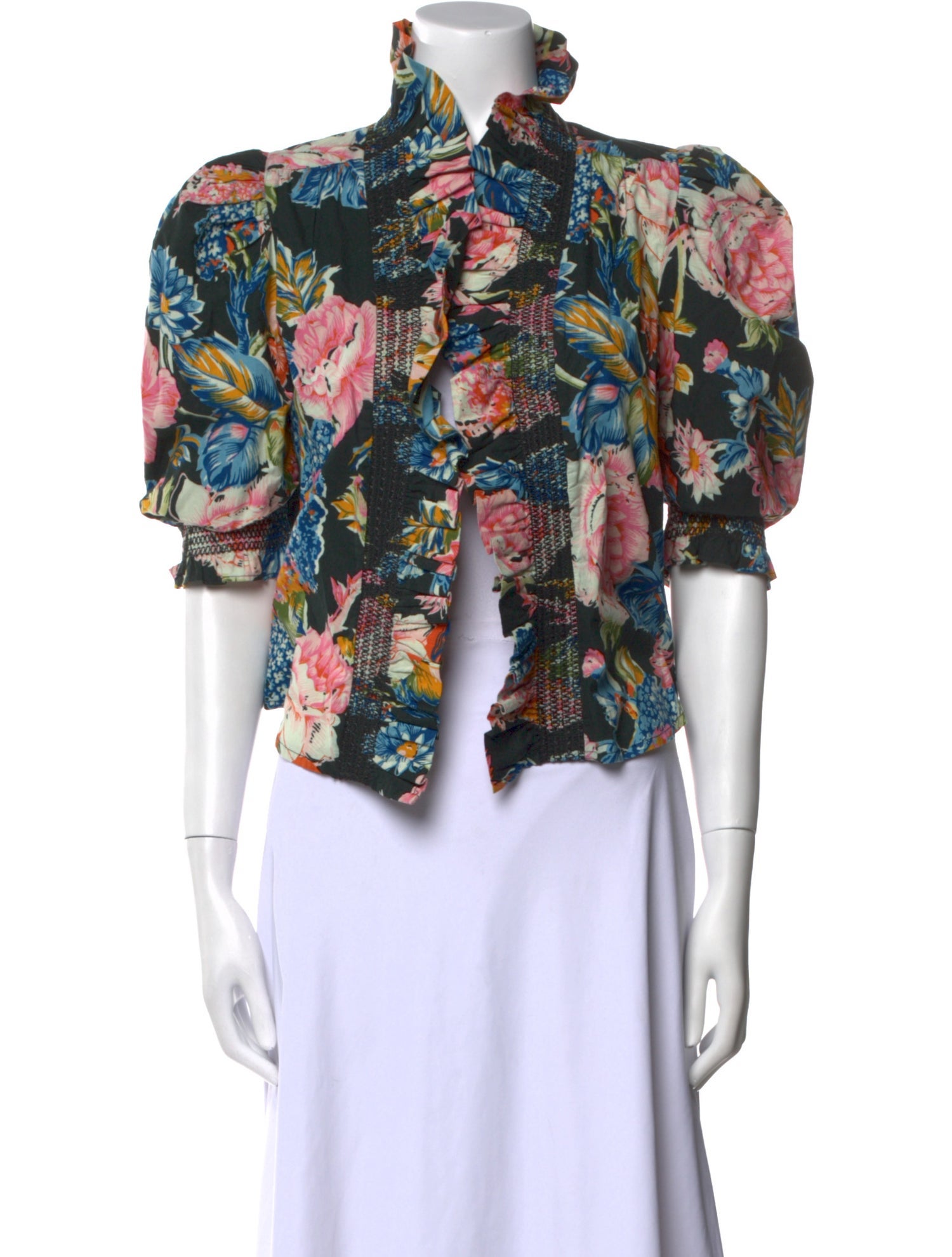 Love the Label Floral Print Mock Neck Crop Top